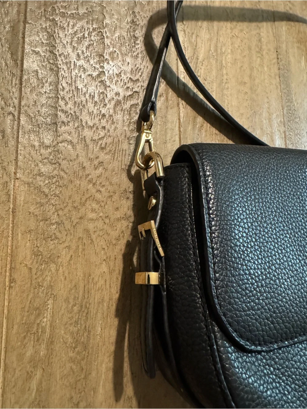 Michael Kors Black Pebbled Leather Crossbody with Gold Hardware